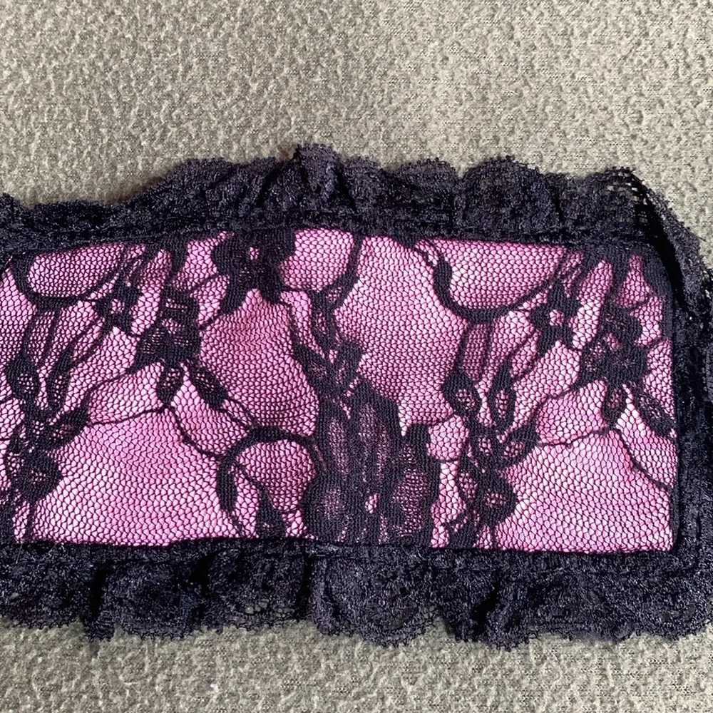 New set of 3 pink and black lace blindfolds. Never used. See pictures for size.